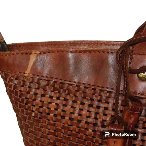 Patricia Nash Emiliano Med Rust Leather Tote Bag Woven With Tassels Purse - Picture 15 of 16